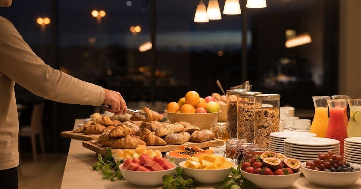 Breakfast at a hotel in central Guarulhos, near Hotel Domani, São Paulo
